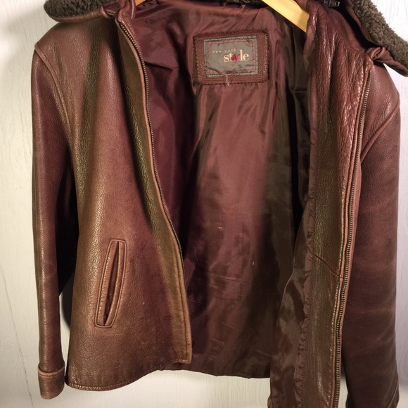 Bomber leather jacket New York Style - Picture 6 of 6